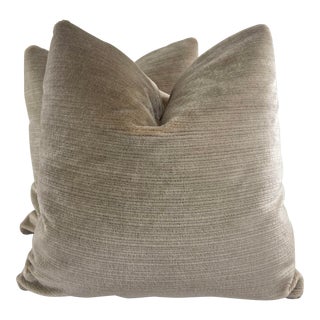 Holly Hunt "Luca's Love Mohair" in Bronze 22" Pillows-A Pair For Sale