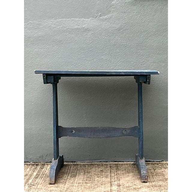 Mid 20th Century Vintage Distressed Blue Wood Side Table For Sale - Image 5 of 12