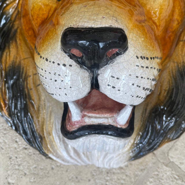 Italian Mid 20th Century Large Head Wall Decor Lion From Italy For Sale - Image 3 of 9