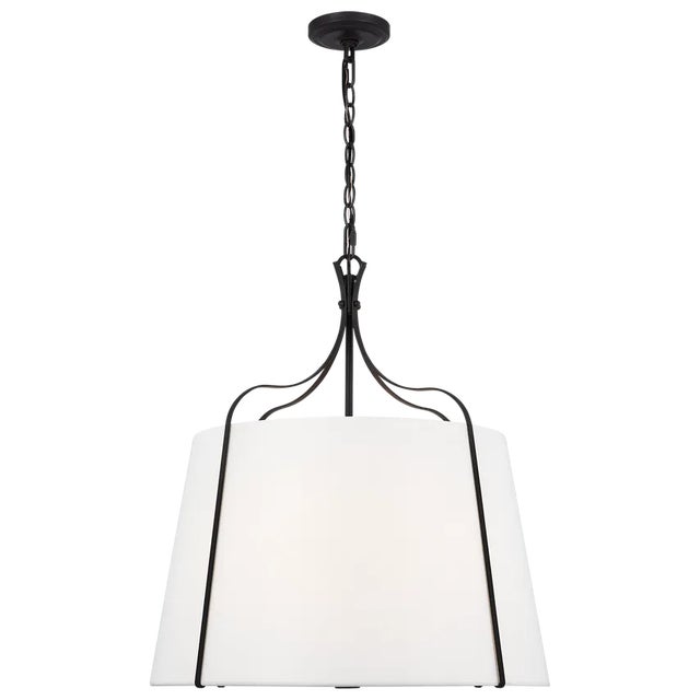 Transitional Alexa Hampton By Visual Comfort Studio Leander 4-Light Large Hanging Shade Pendant in Smith Steel For Sale - Image 3 of 3