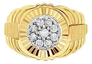 Presidential Style Diamond Cluster Ring .50cttw 14k Yellow Gold, Size 9