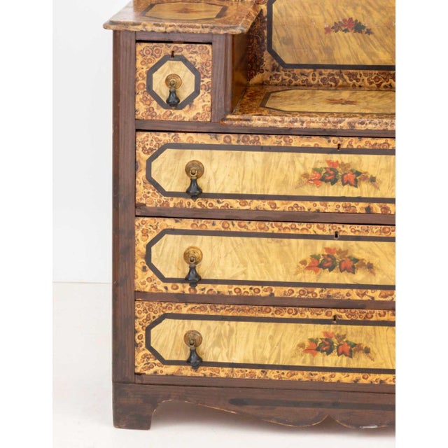 American Grain Painted Dressing Table, with rectangular mirror flanked by two candlestand shelves above two raised drawers...