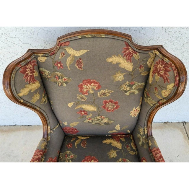 Mid Century Chippendale Wingback Down Cushion Armchair For Sale In Miami - Image 6 of 9