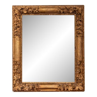 French Late 18th Century Régence Style Carved Mirror With Floral Decor For Sale