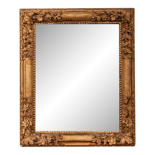 French Late 18th Century Régence Style Carved Mirror With Floral Decor For Sale