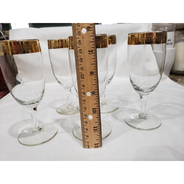 Culver Ltd. Mid-Century Vintage Culver Ltd. 22k Gold Gilded Wine Glasses - Set of 6 For Sale - Image 4 of 7