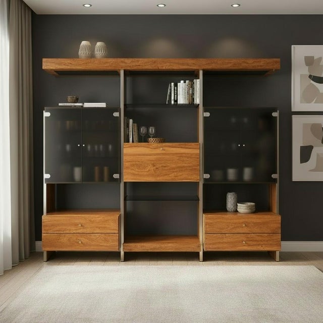 John Stuart Style Modular Chrome and Smoked Glass Wall Unit For Sale - Image 9 of 9