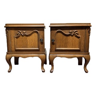 Louis XVI Style Nightstands in Oak, Set of 2 For Sale
