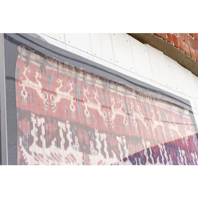 Red Large Antique Framed Sumatran Ikat For Sale - Image 8 of 9