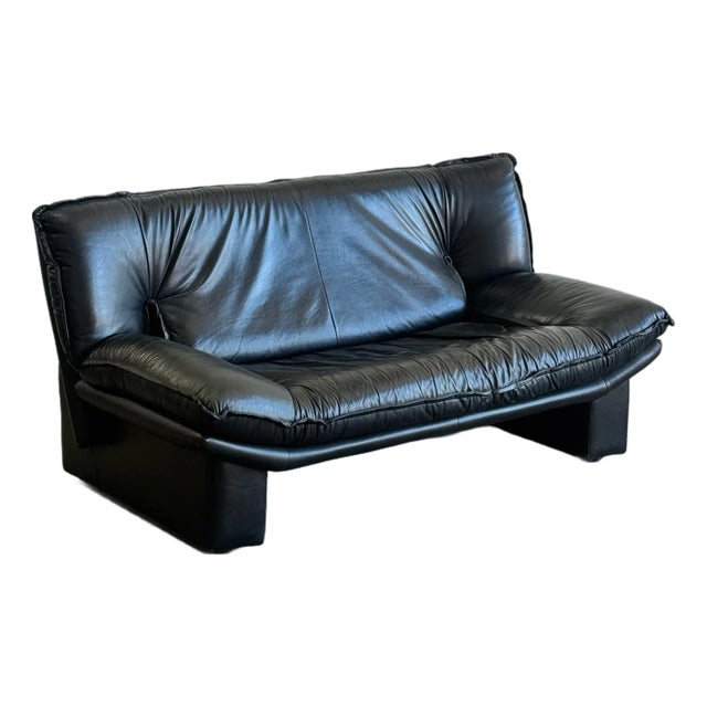 1990s Nicoleti Style Leather Loveseat For Sale