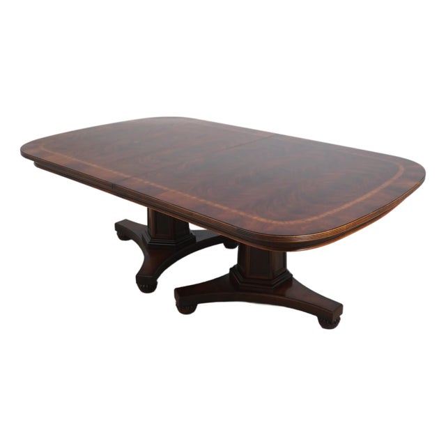 Henredon Large Flame Mahogany Top Dining Room Table For Sale