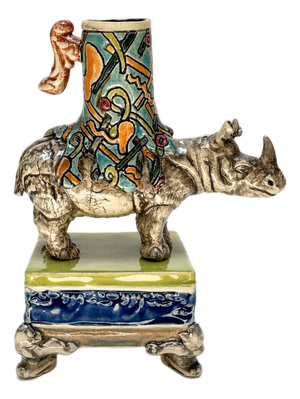 Ron Carlson, "Cup With Rhino & Plinth" 2026