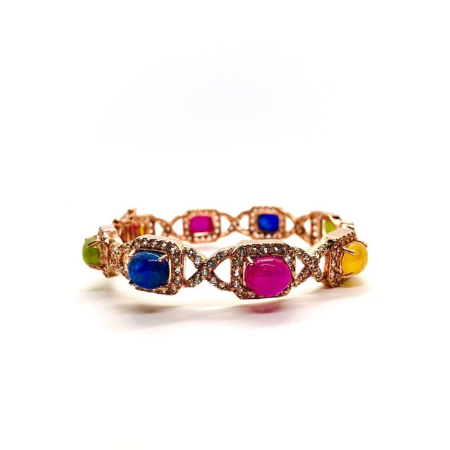 Gemstone Bochic “Capri” Vintage Ruby, Blue Sapphire & Honey Sapphire - 18K Gold & Silver For Sale - Image 7 of 10