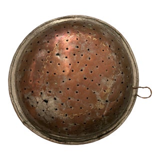 Antique French Copper Dove Tail Strainer / Sifter for Farmhouse, Cottage Core, Rustic European, Culinary or Old World Decor For Sale