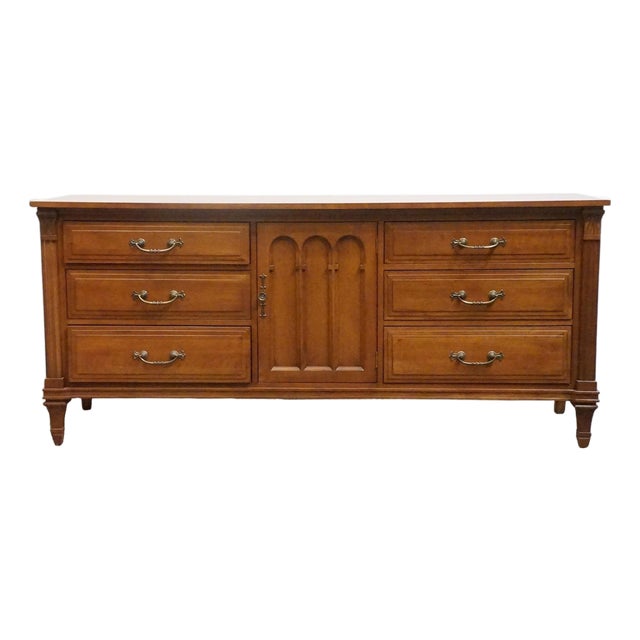 Davis Cabinet Co. Italian Neoclassical Style 70" Adriano Cherry Triple Door Dresser 502 For Sale