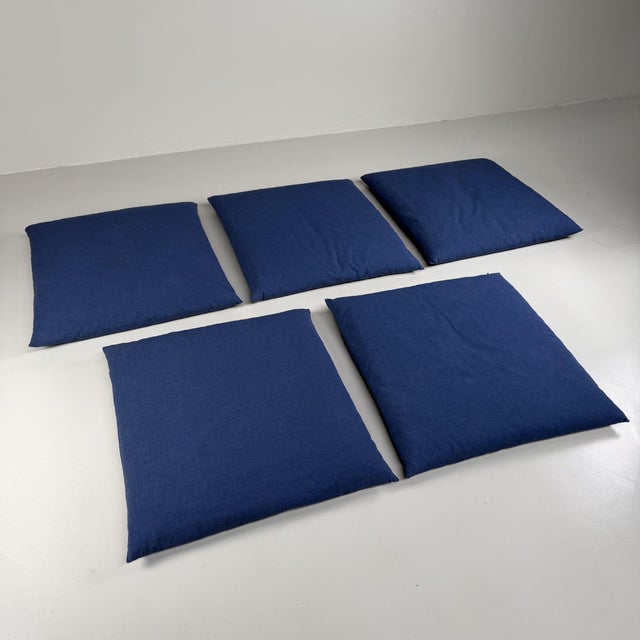 Vintage Indigo Zabuton Floor Cushions, 1980s, Set of 5 For Sale - Image 12 of 12