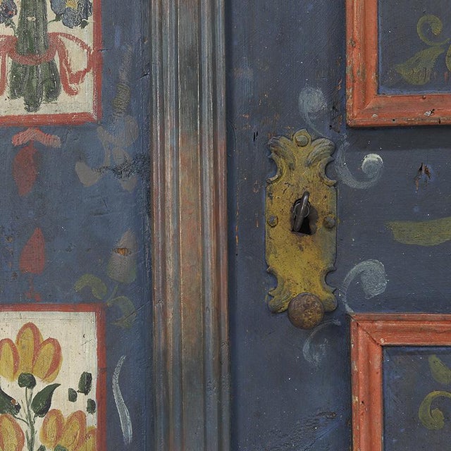 Wood Antique Rustic Farmhouse Painted Bridal Cabinet, 1863 For Sale - Image 7 of 16