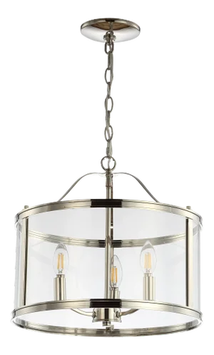 Contemporary Pendant Light - Polished Nickel & Clear