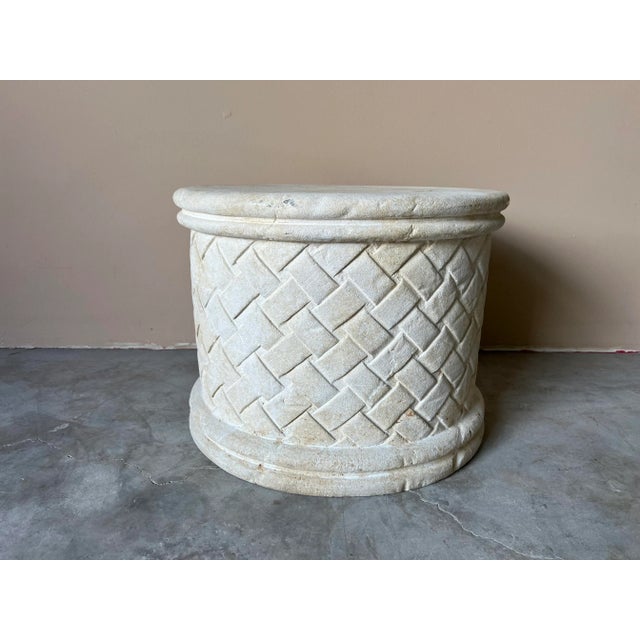 Hollywood Regency Vintage Woven Pattern Plaster Side / Coffee Table Base For Sale - Image 3 of 12