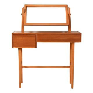 Scandinavian Teak Dressing Table with Reclining Mirror, 1960s For Sale