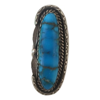 Vintage Bell Southwest Bell Trading Post Turquoise and Sterling Silver Ring, Size 10 For Sale