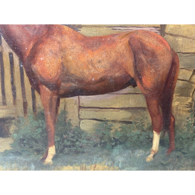 Chestnut Mid-Century British Equestrian Horse Portrait Attributed to Lionel Ellis, c.1950–60 For Sale - Image 8 of 18