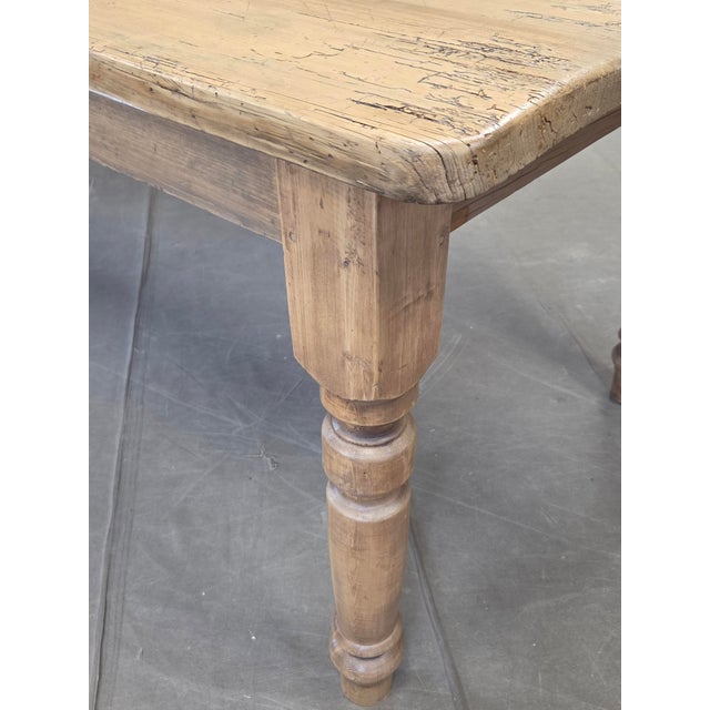 Antique 1920s English Weathered Pine Farmhouse 7' Long Kitchen or Dining Table For Sale - Image 12 of 13