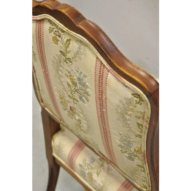 Vintage French Louis XV Style Small Boudoir Accent Side Chair W/ Pink Stripes For Sale - Image 9 of 12