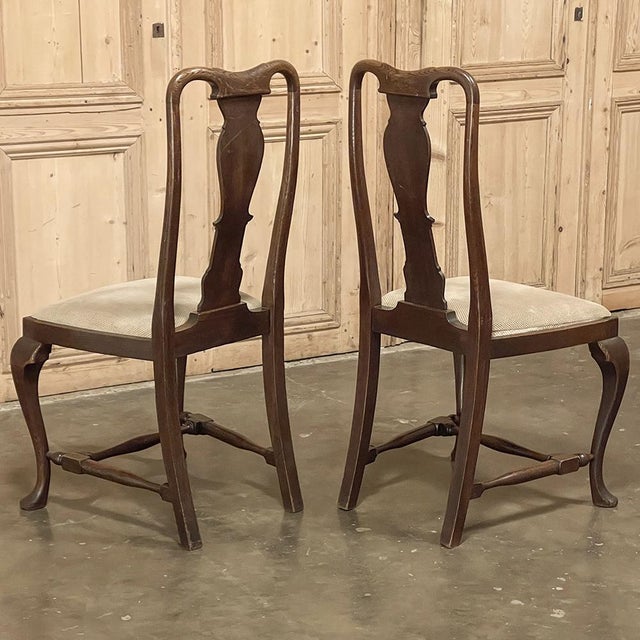 Set of 6 Antique Queen Anne Chestnut Dining Chairs For Sale - Image 10 of 18