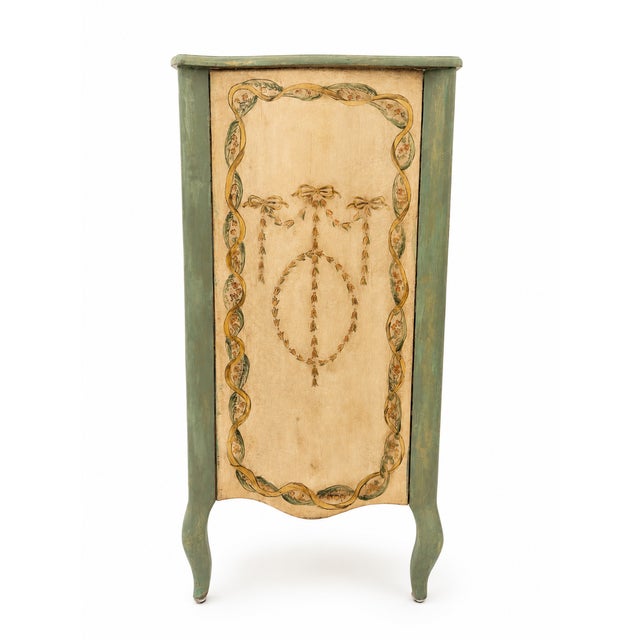 French Provincial Hand-Painted French Provincial Cabinet | Custom Artisan Painted Accent Cupboard For Sale - Image 3 of 8