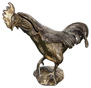 Vintage Sculptural Bronzed Metal Ashtray in the Shape of a Rooster, Italy, 1970s