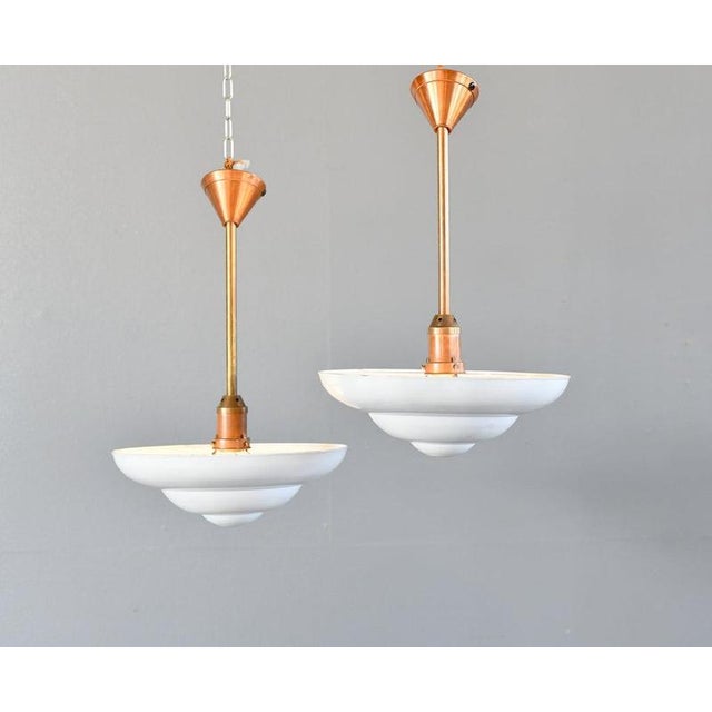 Art Deco Copper & Enamel Uplighters, 1930s, Set of 2 For Sale - Image 3 of 4