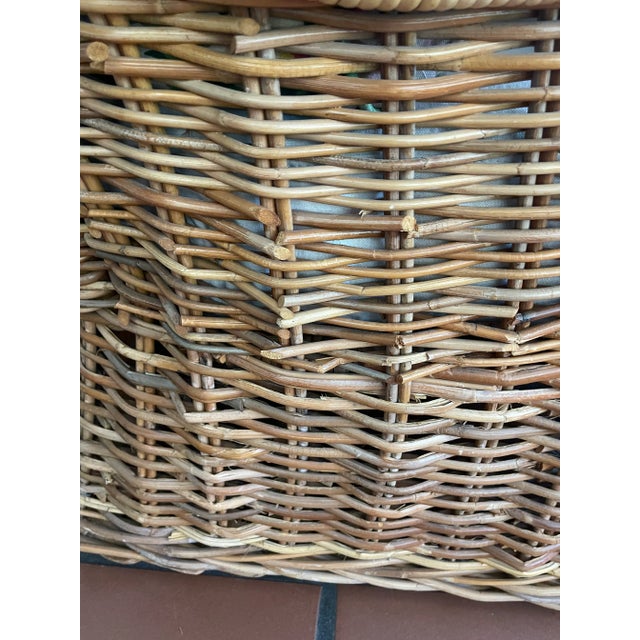 Linen Vintage Wicker Veranda Lounge Chair For Sale - Image 8 of 9