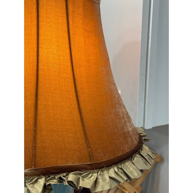 1960s Chinese Painted Lamp With Custom Made Silk Velvet Shade. For Sale - Image 12 of 12