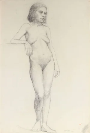 Clyde Follett Seavey Delicate Figure Study in Charcoal, Circa 1920s