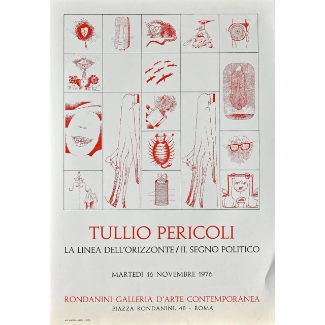 Vintage poster after Tullio Pericoli is a vintage offset poster realized in occasione of Pericoli's Exhibition at Galleria...