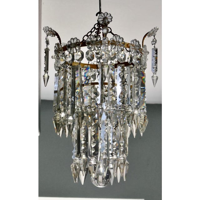 Glass Waterfall 2 Tier Crystal Chandelier, 1920s For Sale - Image 7 of 8