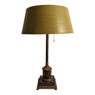Vintage Brass & Marble Stiffel Neoclassical Table Lamp Roman Embossed Figures For Sale