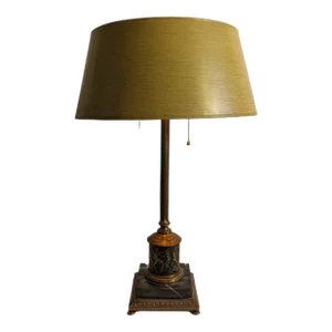 Vintage Brass & Marble Stiffel Neoclassical Table Lamp Roman Embossed Figures