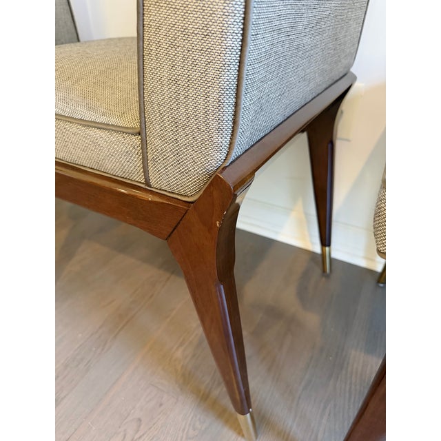 Set of 10 Lorin Marsh Art Deco Tuxedo Dining Chairs in High-Gloss Mahogany & Brass For Sale - Image 17 of 18