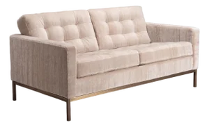 Florence Knoll Settee Loveseat in Limani Mohair & Brushed Bronze