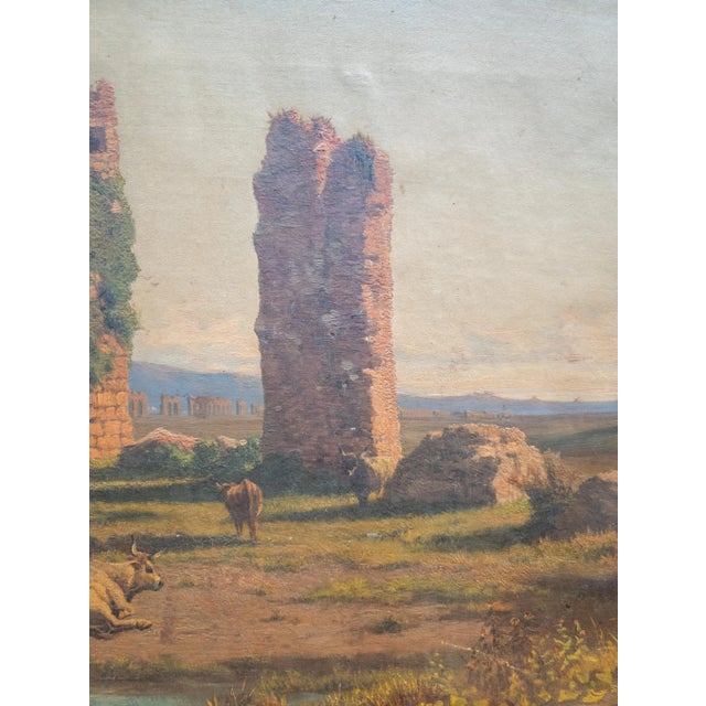 19th Century Italian Landscape Painting of Roman Aqueduct Ruins After Corrodi For Sale In New York - Image 6 of 16