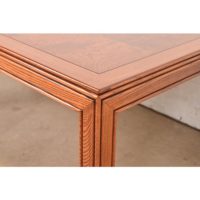 Wood Henredon Mid-Century Modern Burl Wood Parsons Dining Table, Newly Refinished For Sale - Image 7 of 12