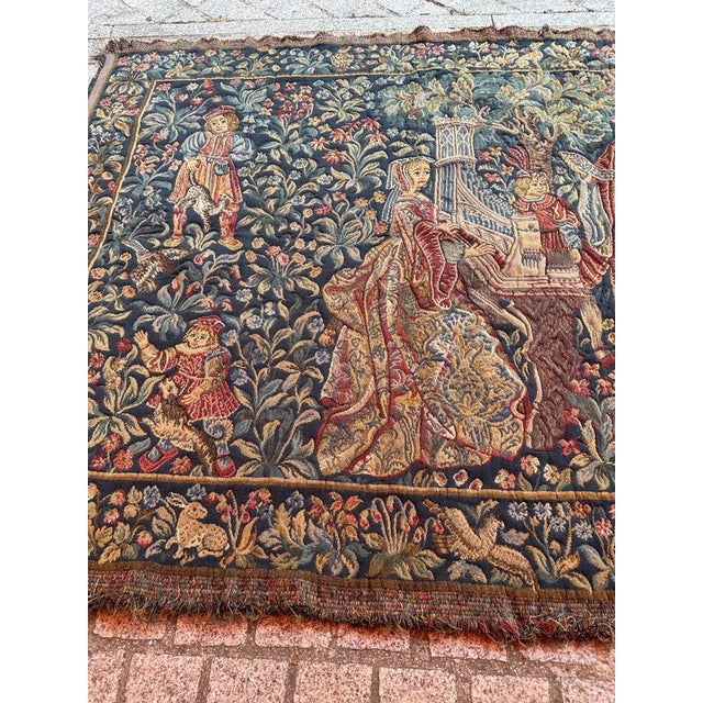 Vintage Aubusson Style Jaquar Tapestry with Medieval Museum Design, 1970s For Sale - Image 16 of 18