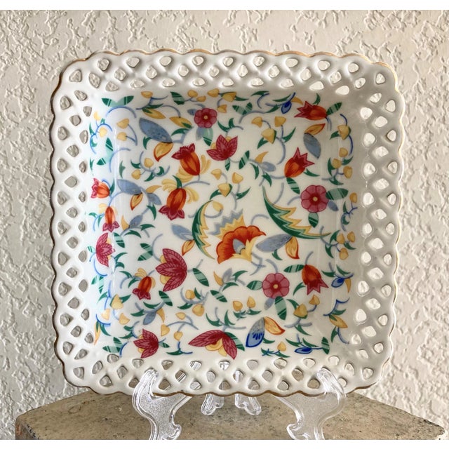 Mid 20th-Century Reticulated Floral Chintz Porcelain Vide Poche / Catchall Dish, Germany For Sale - Image 13 of 13