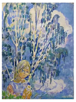 Gleb Savinov, Polja Girl, Blue, Oil on Canvas, 1999