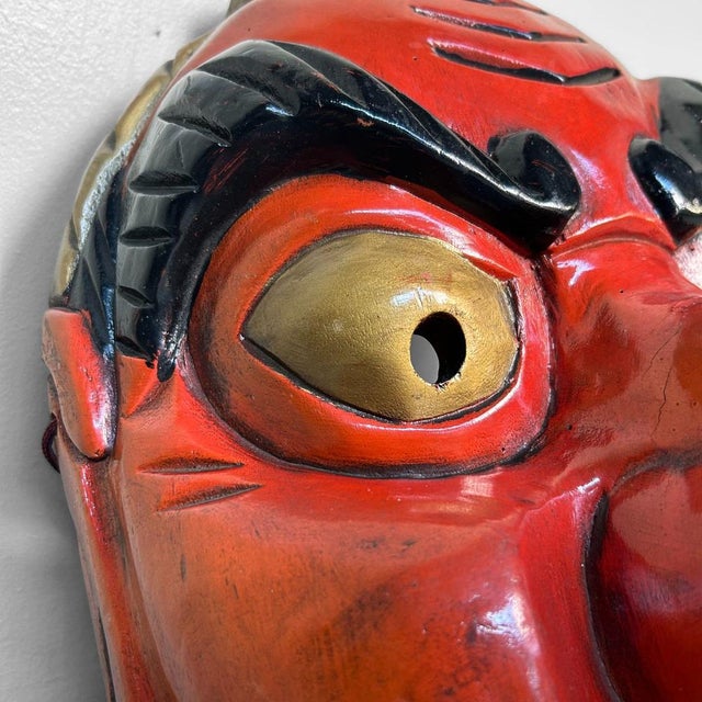 Wood Vintage Hand-Carved Tengu Mask, 1950s For Sale - Image 7 of 18