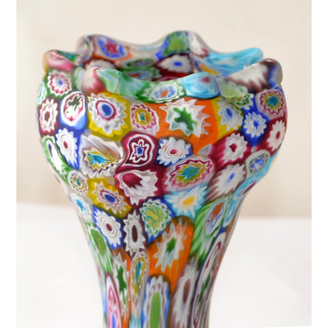 Glass 1960s Italian Blown Glass Colorful Millefiori Vase Mid-Century Modern Boho Chic For Sale - Image 7 of 13