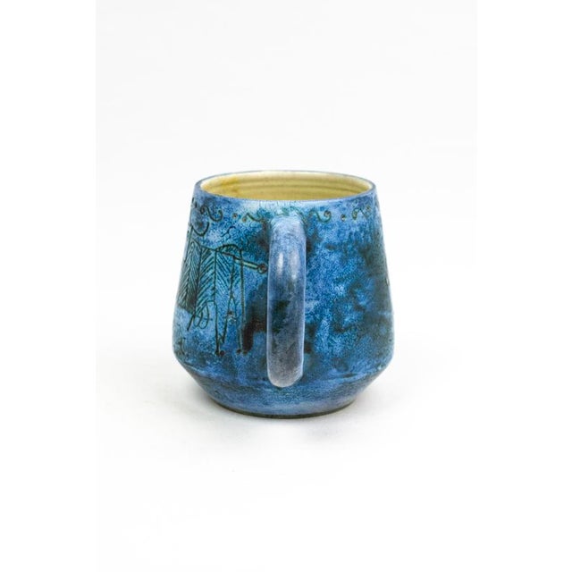 Ceramic Mid-Century Earthenware Cup with Sgraffito Decoration of Fantastic Animals by Jacques Blin, France, 1960s For Sale - Image 7 of 13