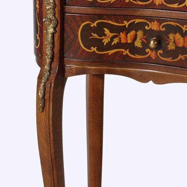 1920s French Rosewood, Ormolu, Marquetry & Inlaid 2 Drawer Kidney Shaped Stand C1920 For Sale - Image 5 of 15